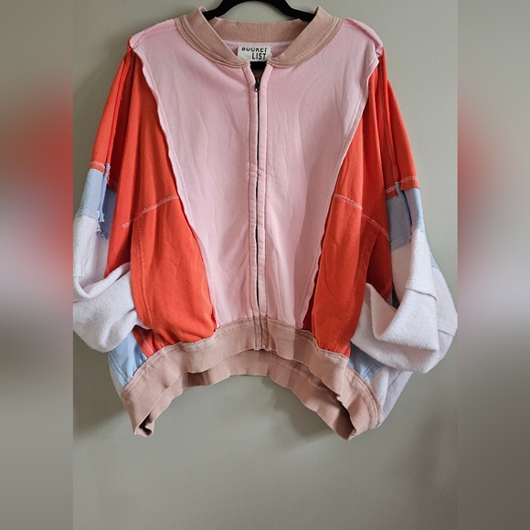 Bucklist Oversized Colorblock Bomber Jacket Raw Edge Med/Large NWT$86 - Picture 7 of 15